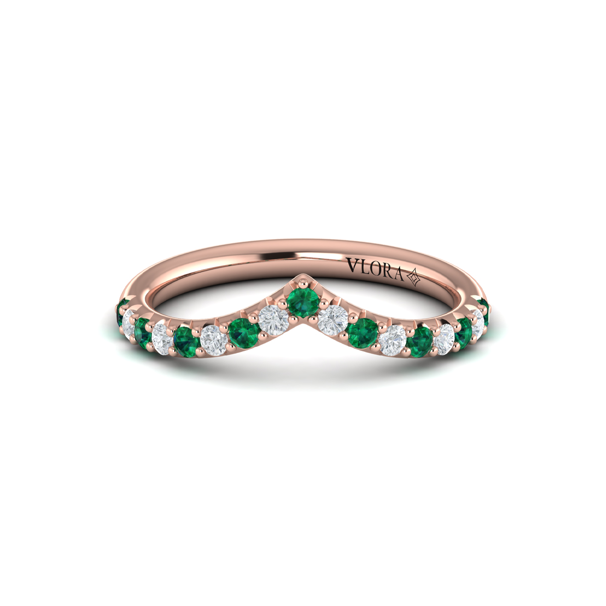 Emerald and Diamond Contour Band
