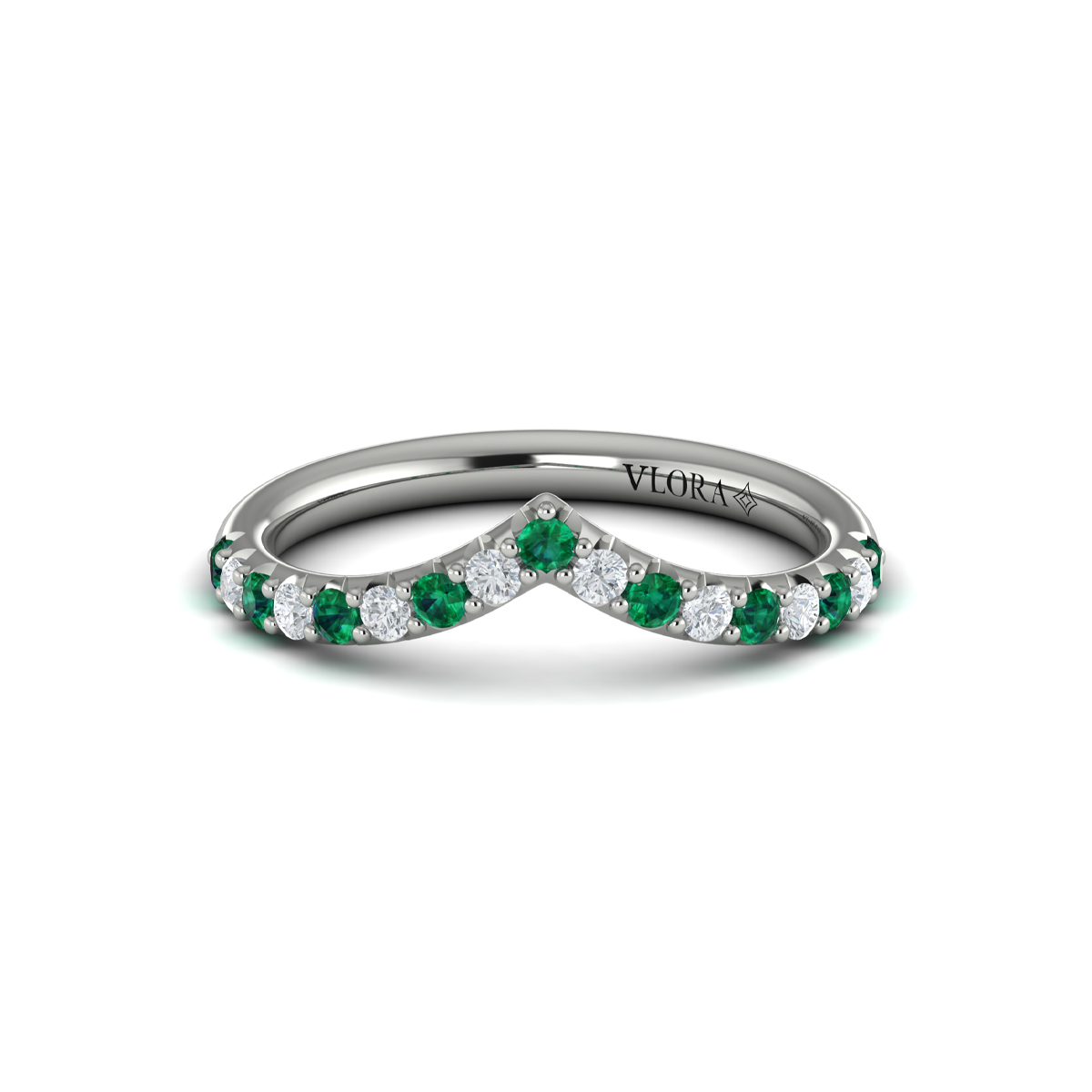 Emerald and Diamond Contour Band