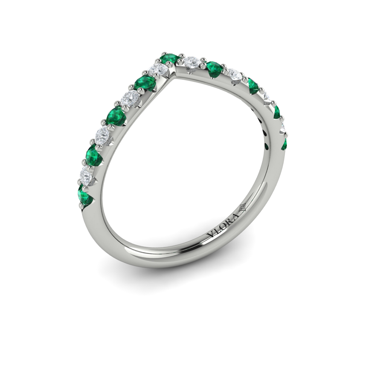 Emerald and Diamond Contour Band