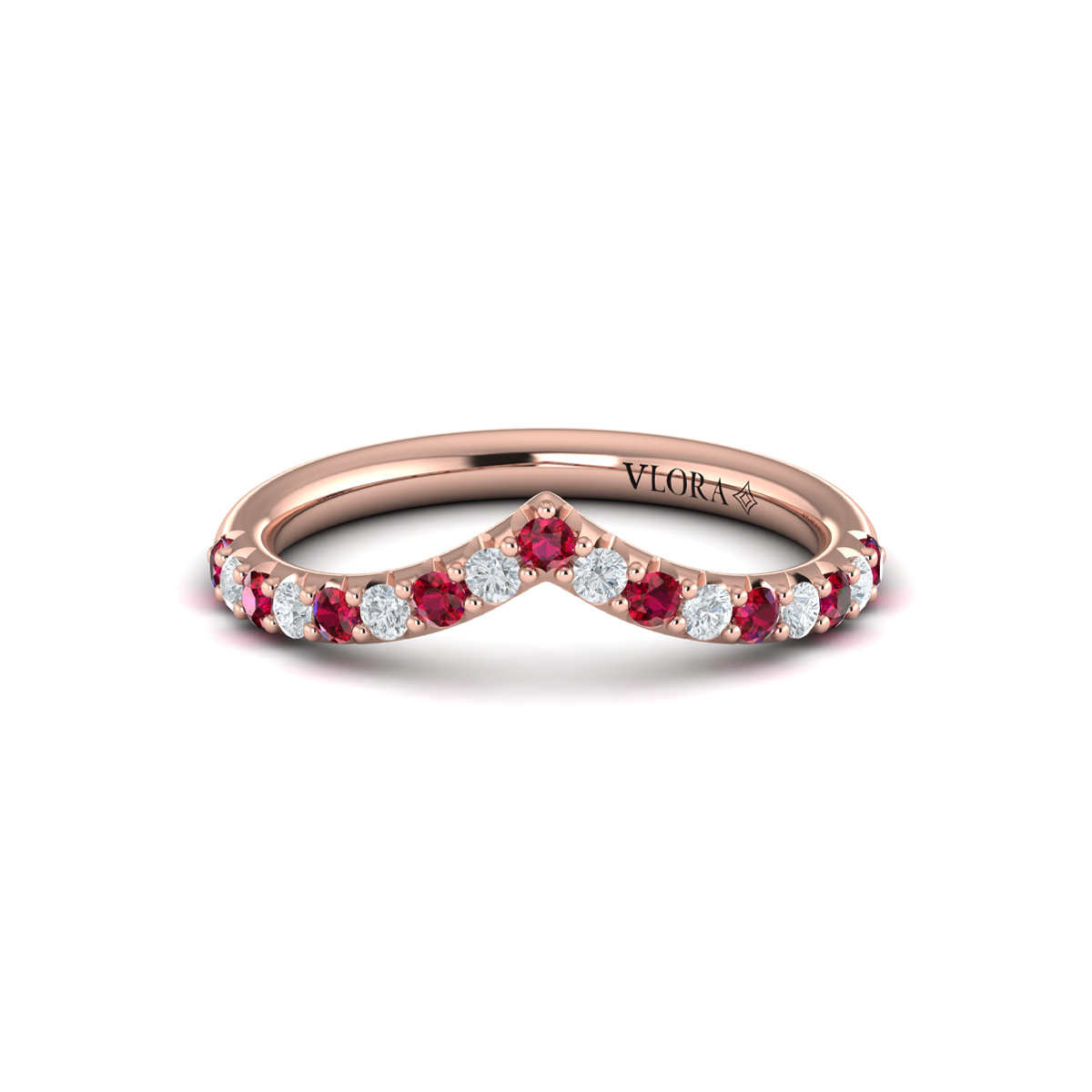 Ruby and Diamond Contour Band