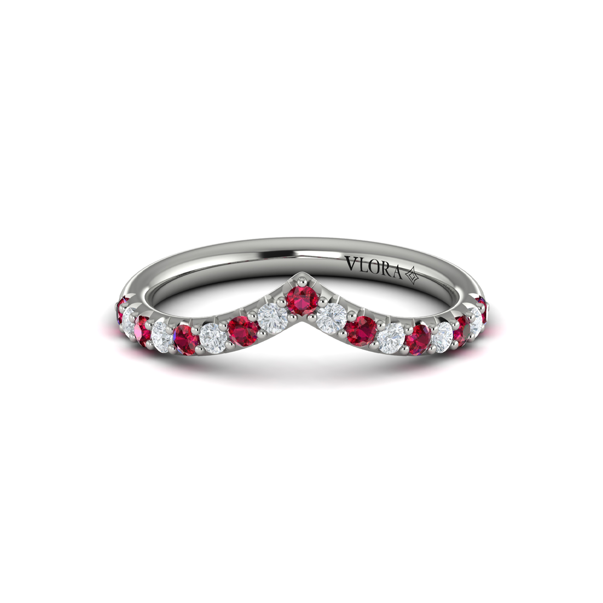 Ruby and Diamond Contour Band