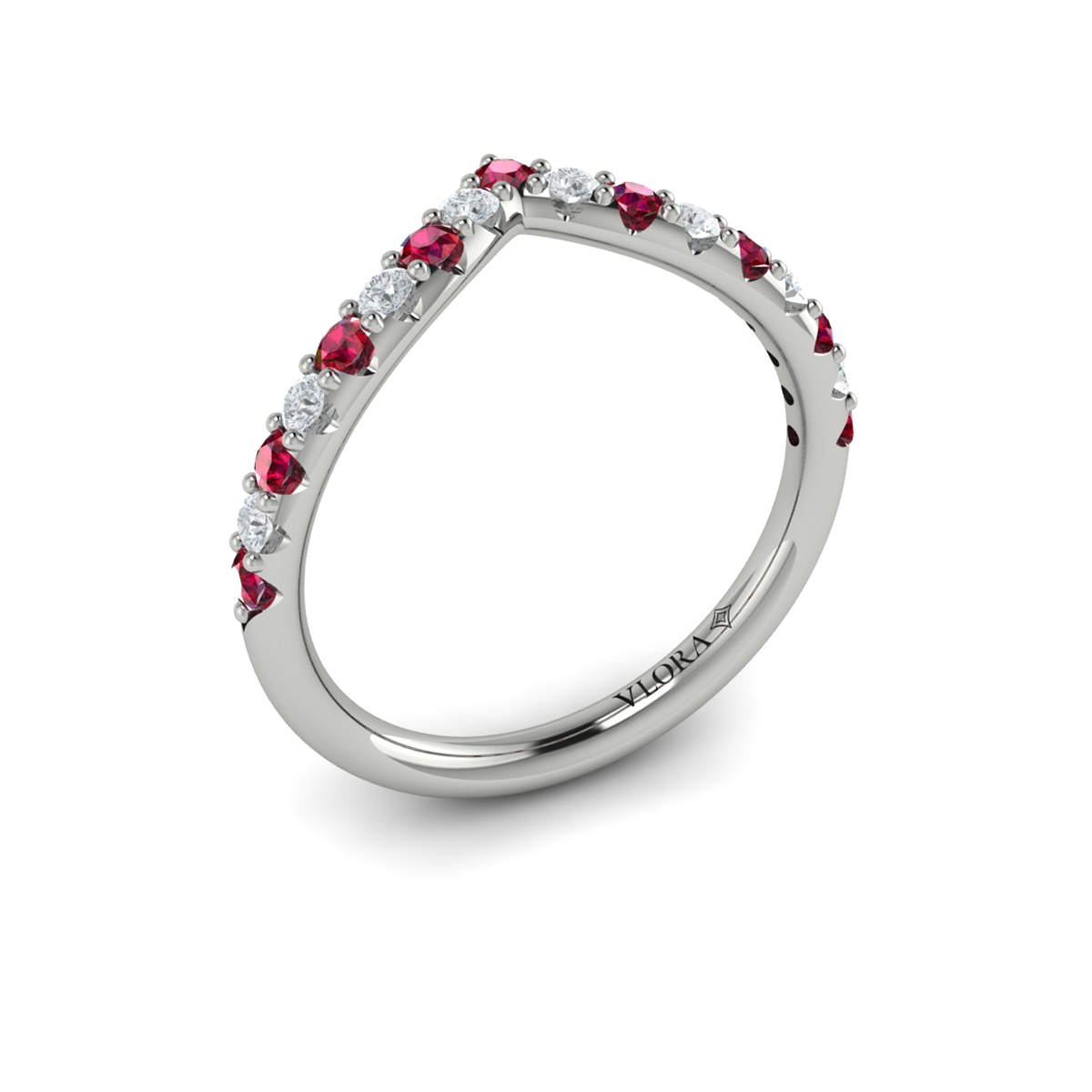 Ruby and Diamond Contour Band