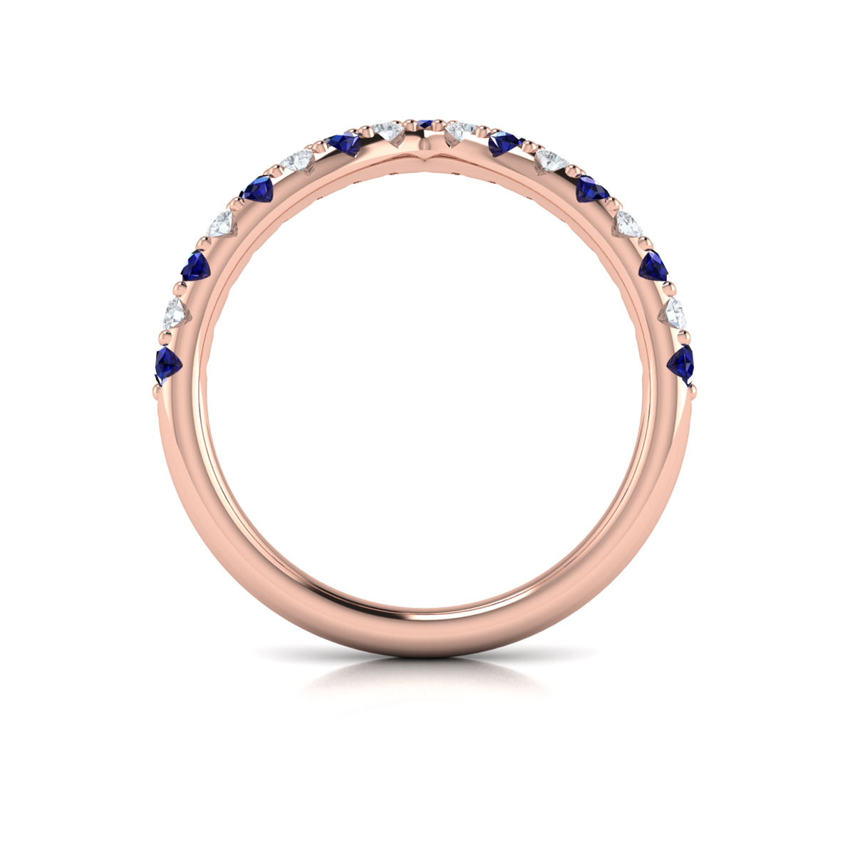 Sapphire and Diamond Contour Band