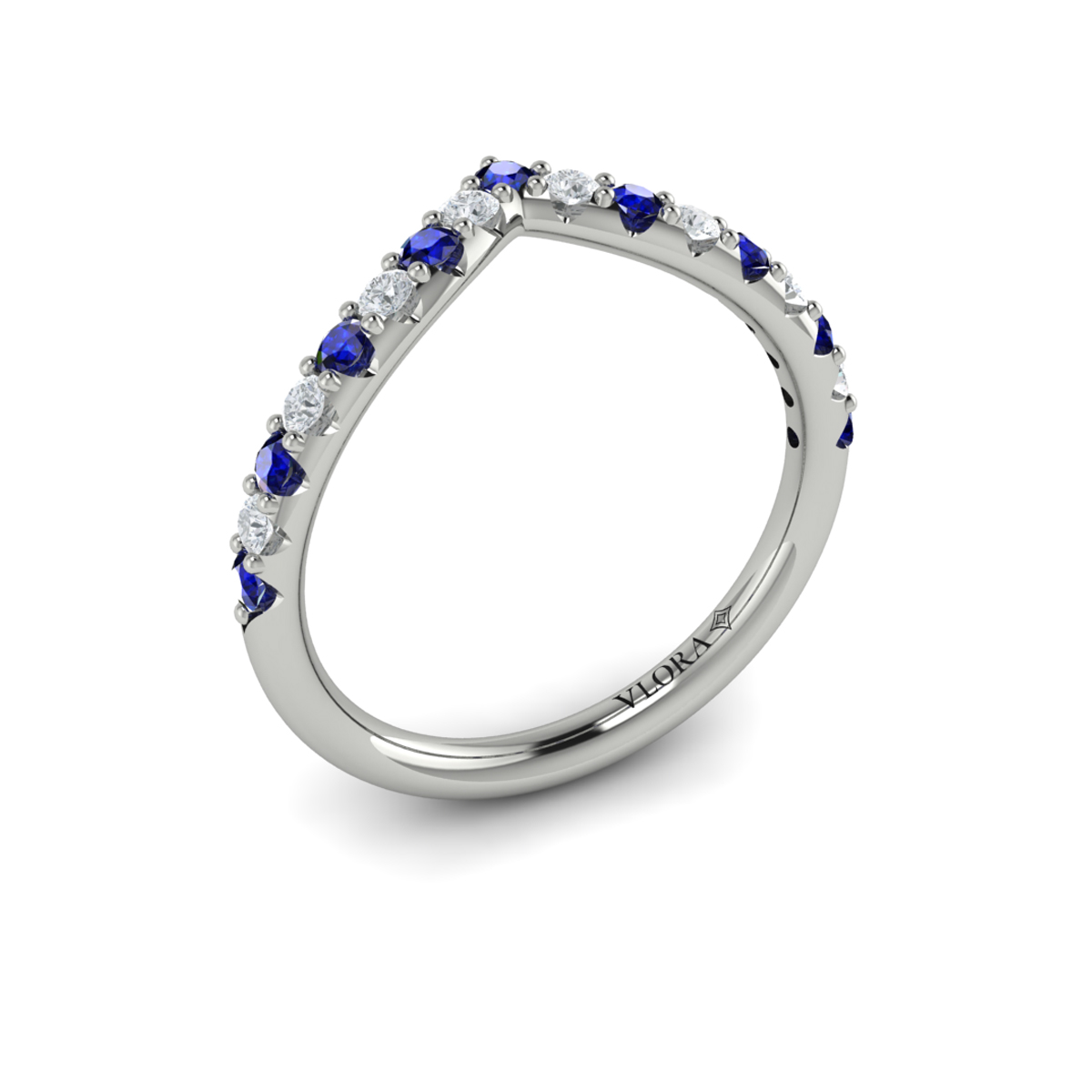 Sapphire and Diamond Contour Band