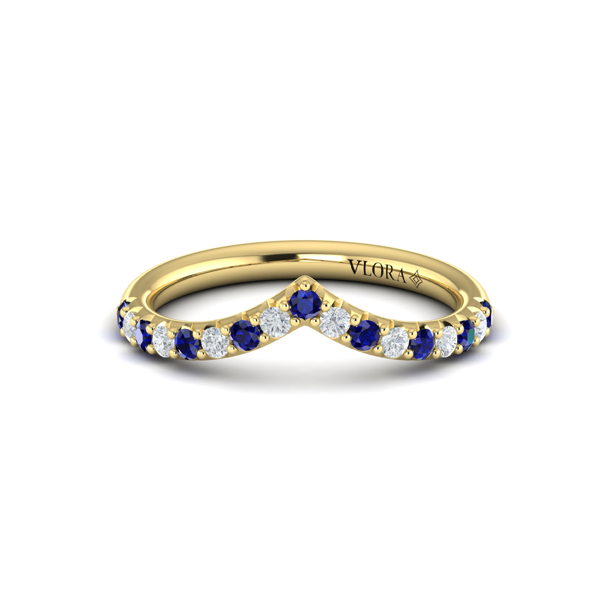 Sapphire and Diamond Contour Band