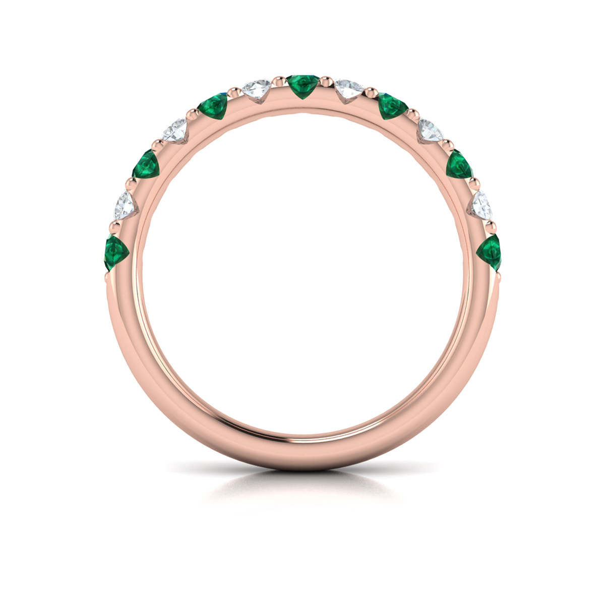 Emerald and Diamond Stackable Band