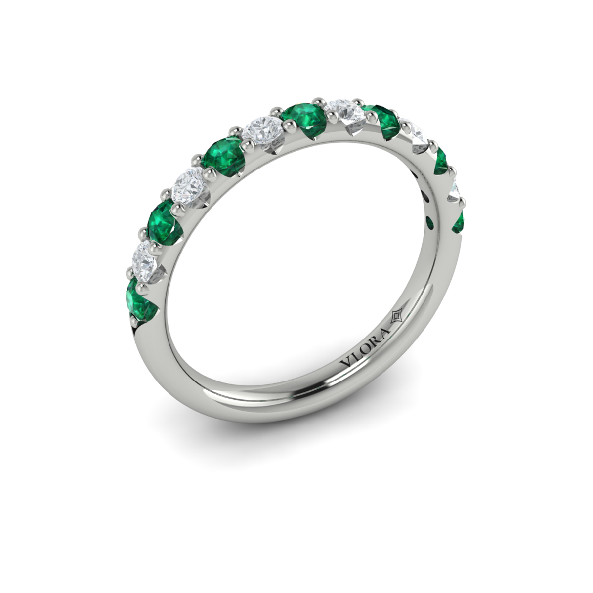 Emerald and Diamond Stackable Band