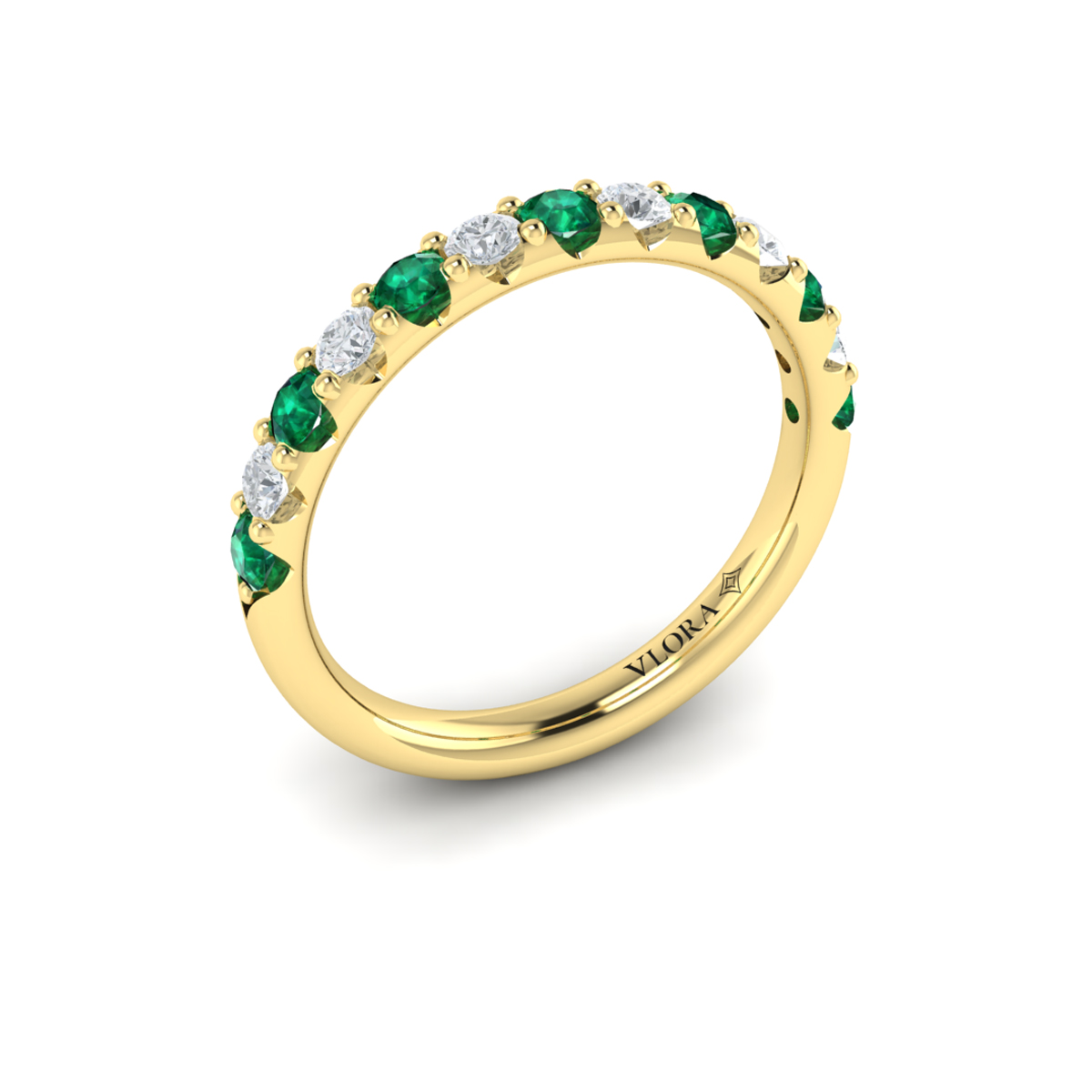 Emerald and Diamond Stackable Band