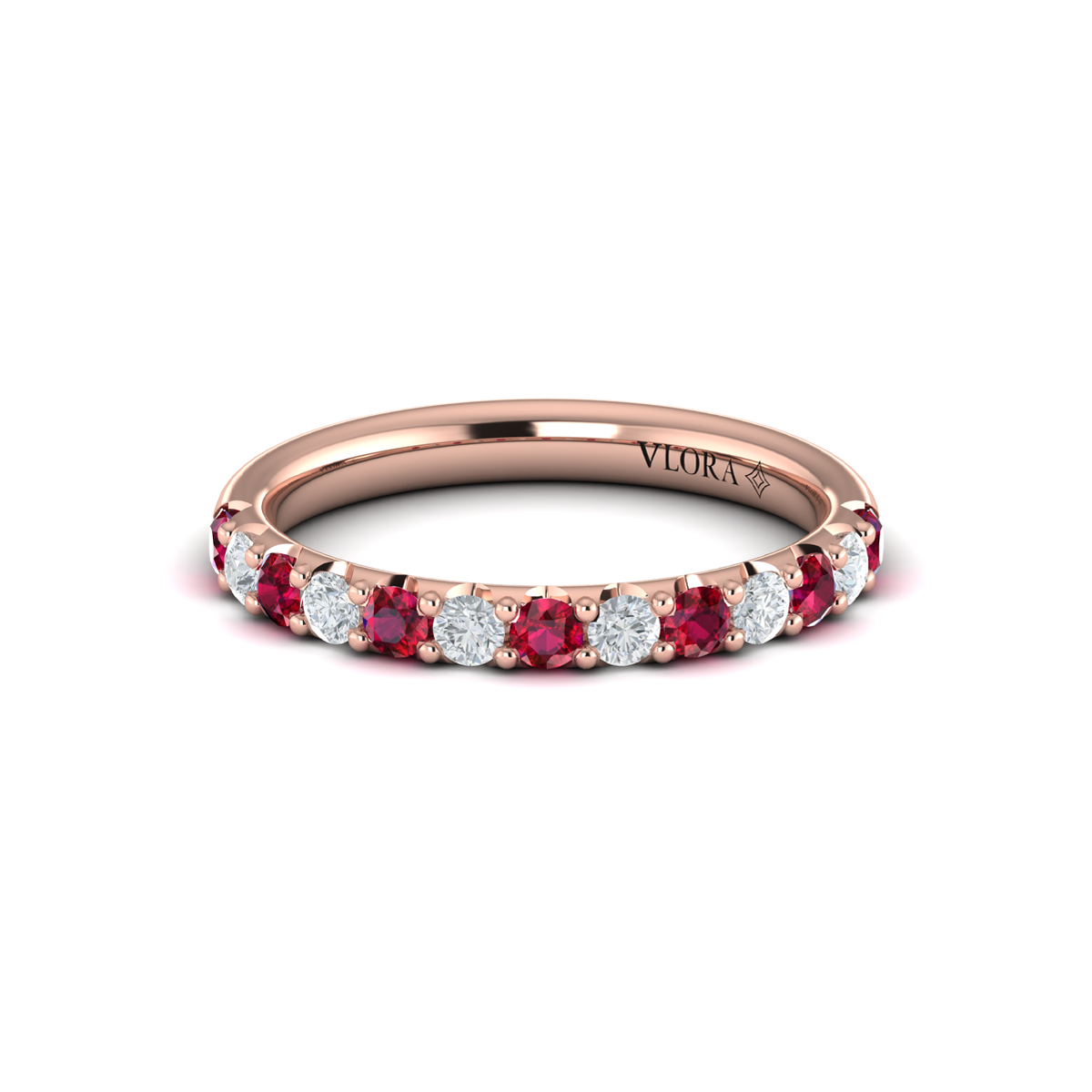 Ruby and Diamond Stackable Band