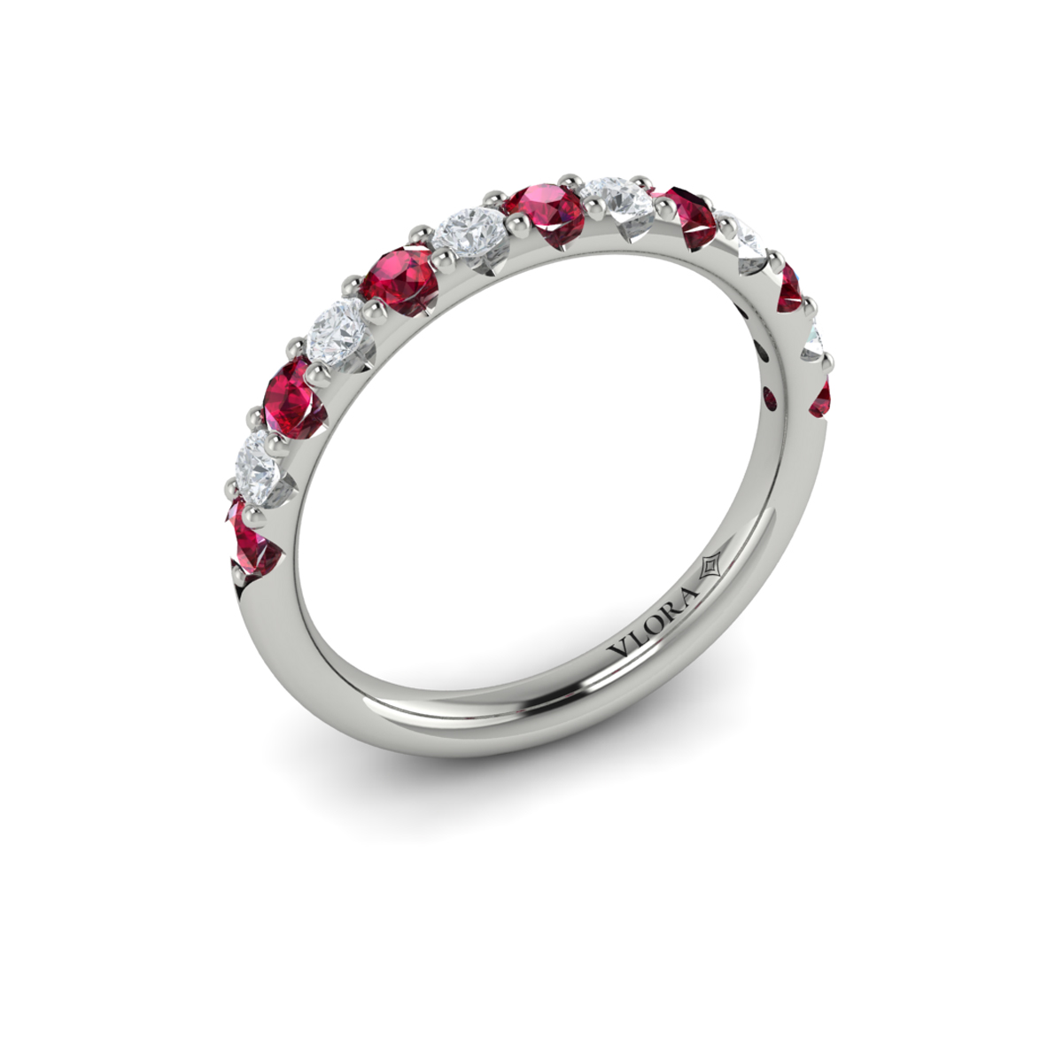 Ruby and Diamond Stackable Band