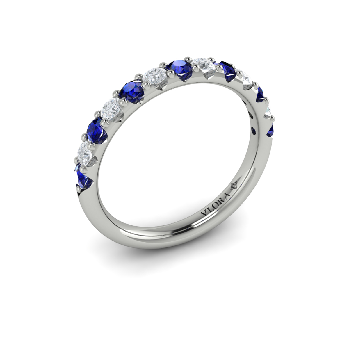 Sapphire and Diamond Stackable Band