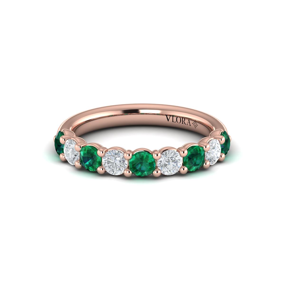 Classic Emerald and Diamond Stackable Band