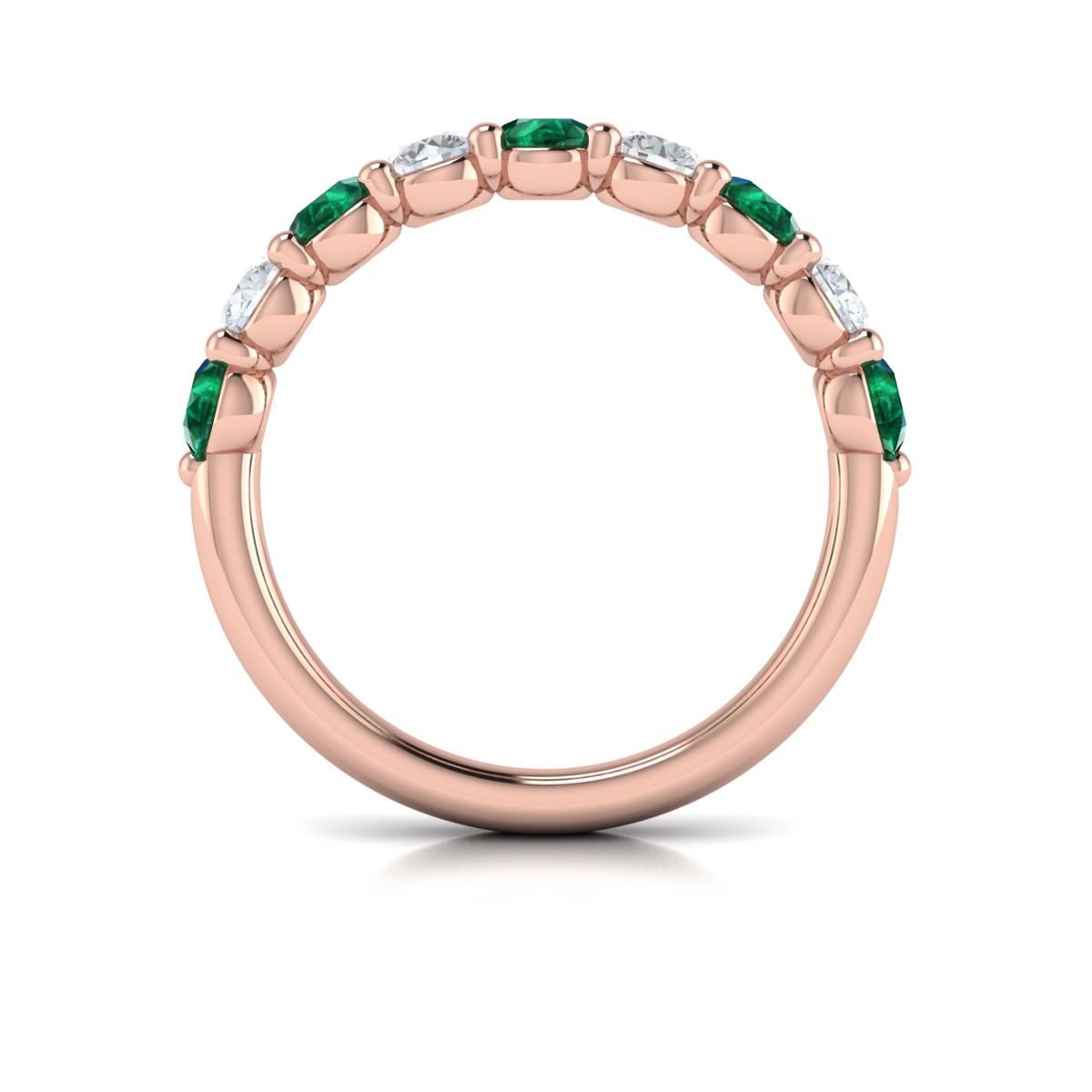 Classic Emerald and Diamond Stackable Band