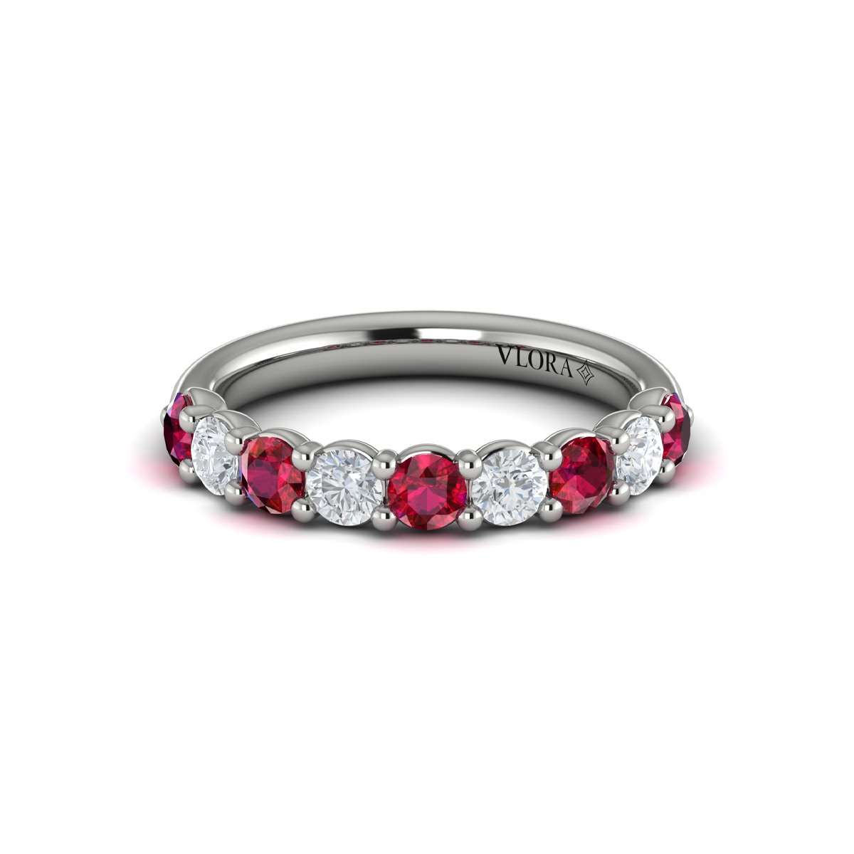 Classic Ruby and Diamond Stackable Band