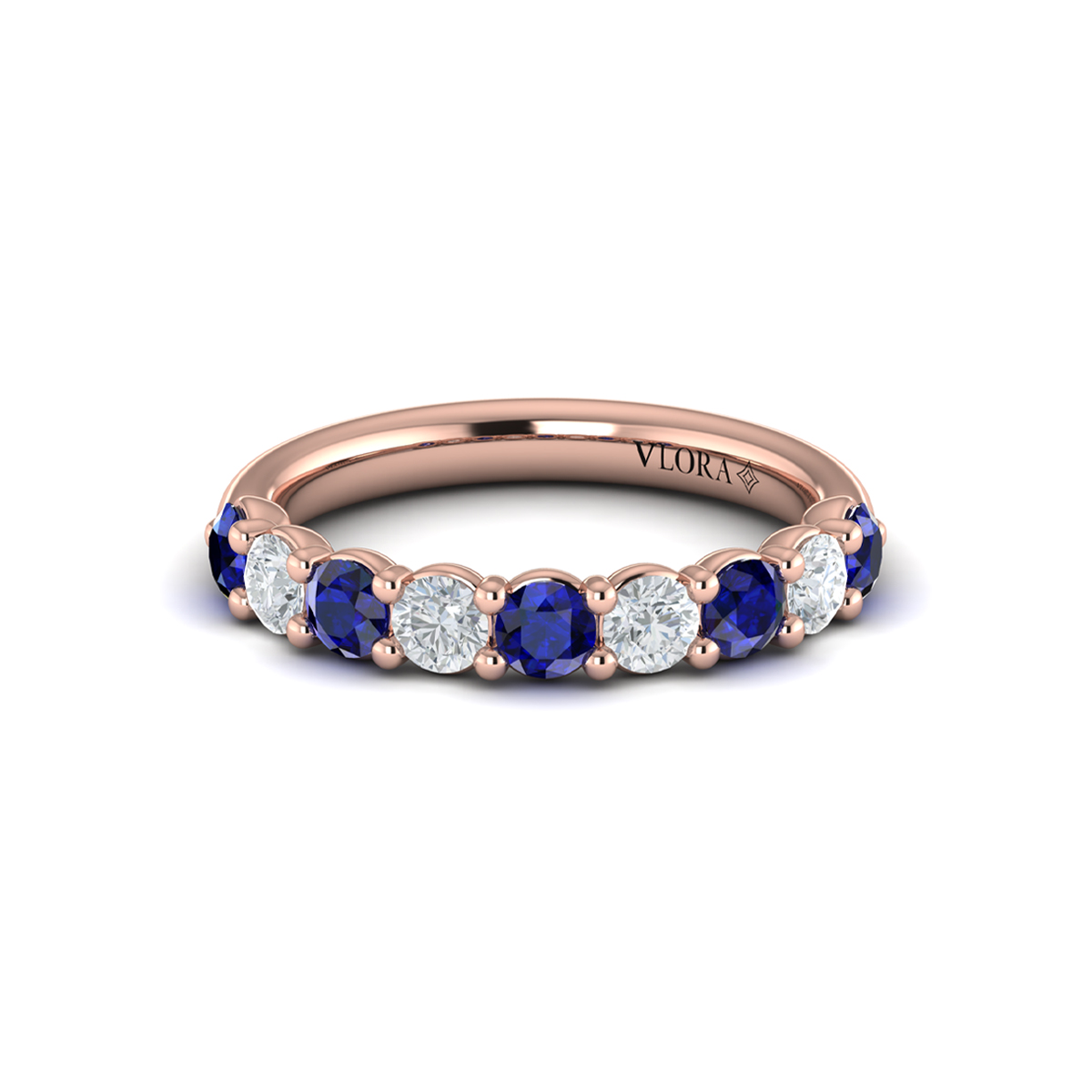 Classic Sapphire and Diamond Stackable Band