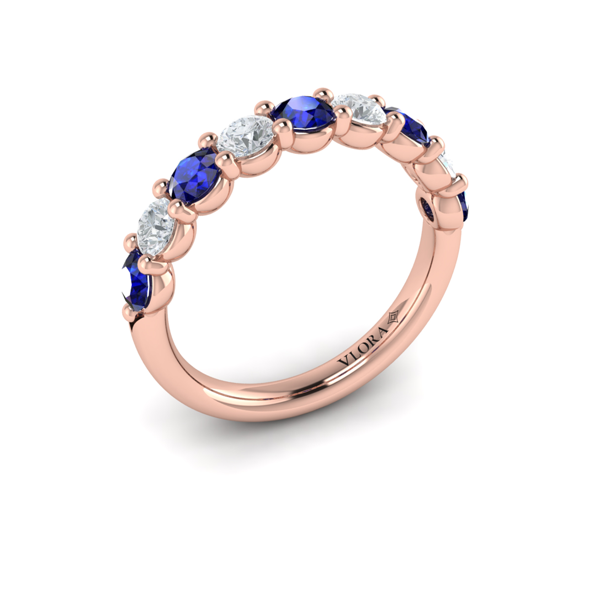 Classic Sapphire and Diamond Stackable Band