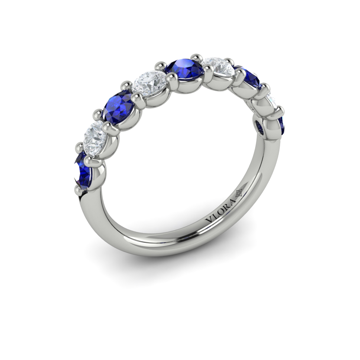 Classic Sapphire and Diamond Stackable Band