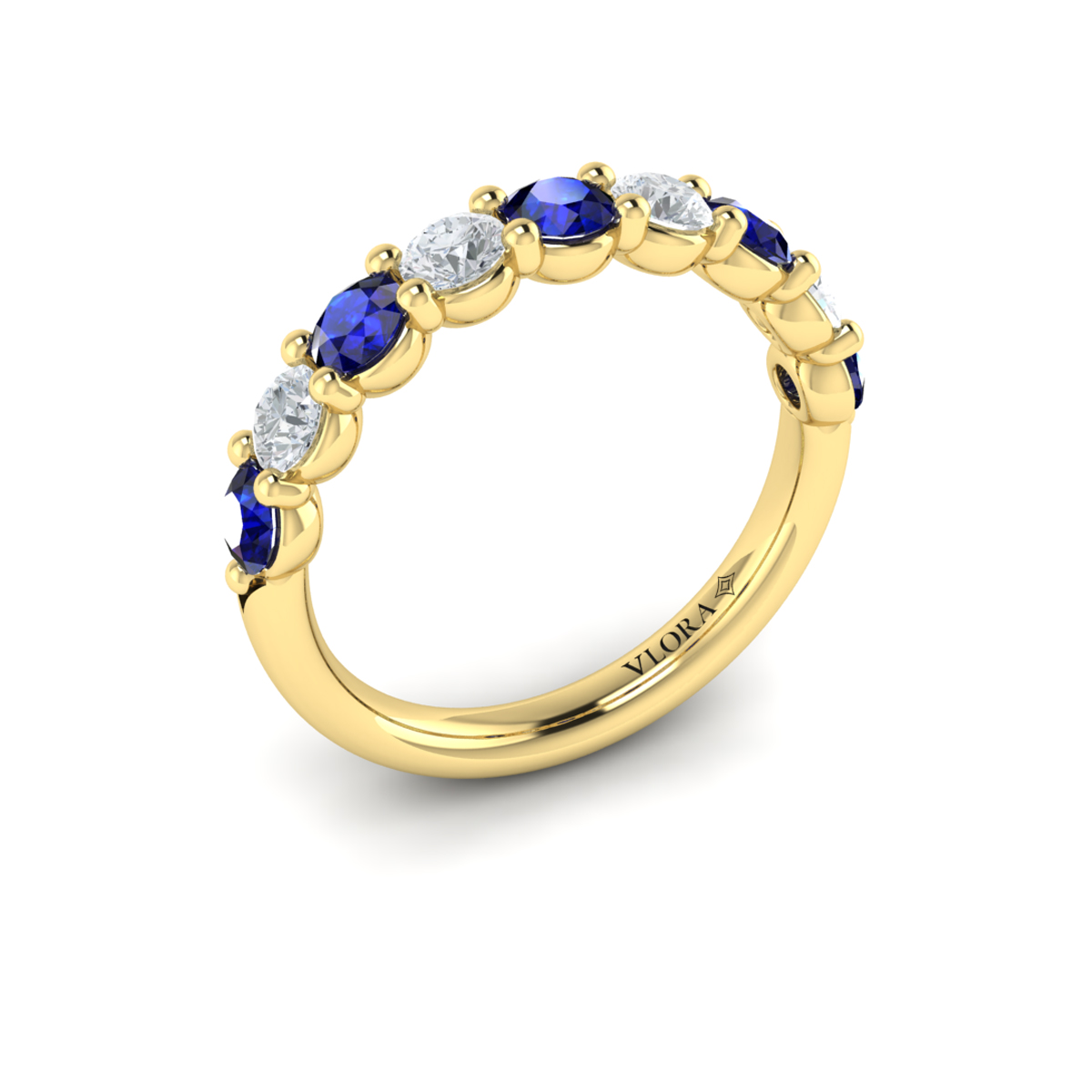 Classic Sapphire and Diamond Stackable Band