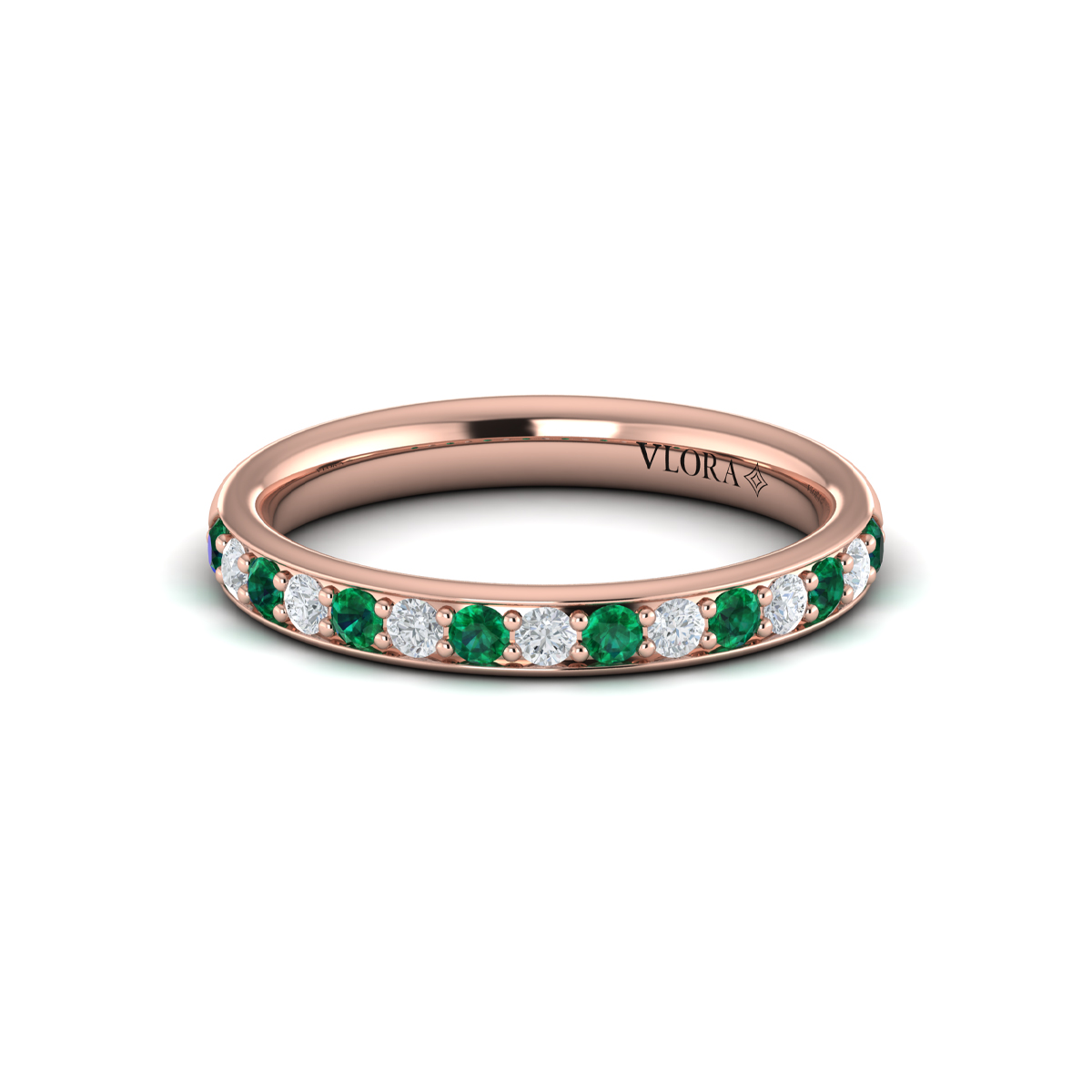 Delicate Emerald and Diamond Stackable Band