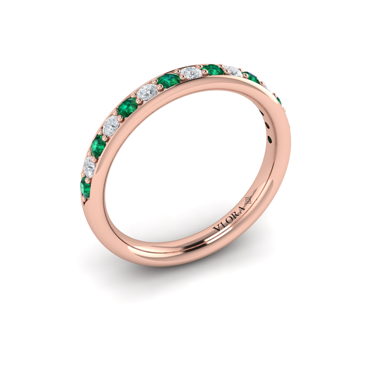 Delicate Emerald and Diamond Stackable Band