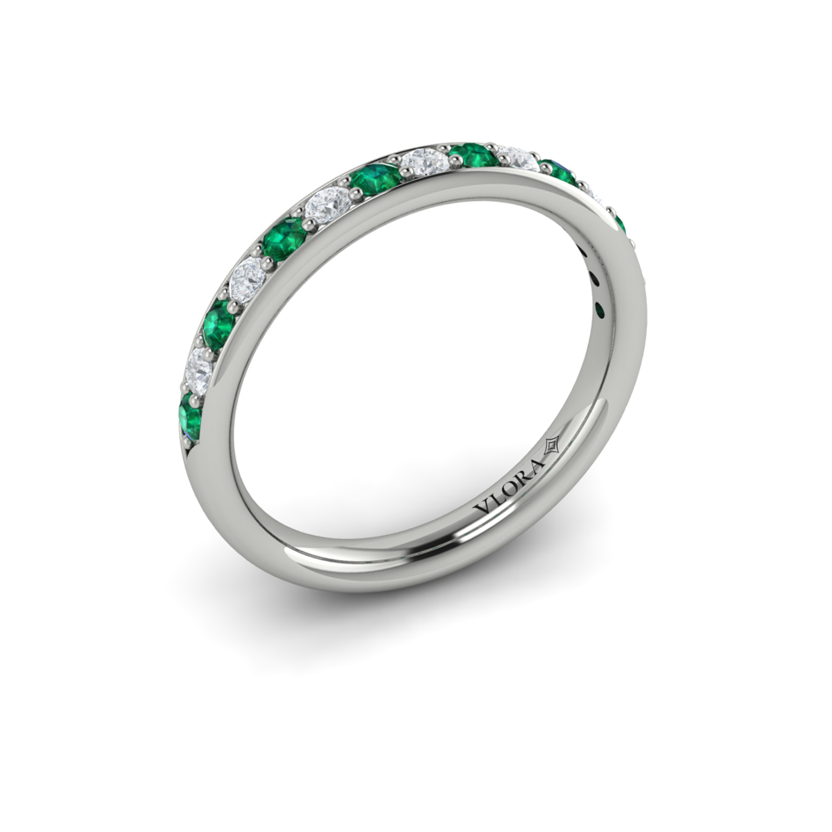 Delicate Emerald and Diamond Stackable Band