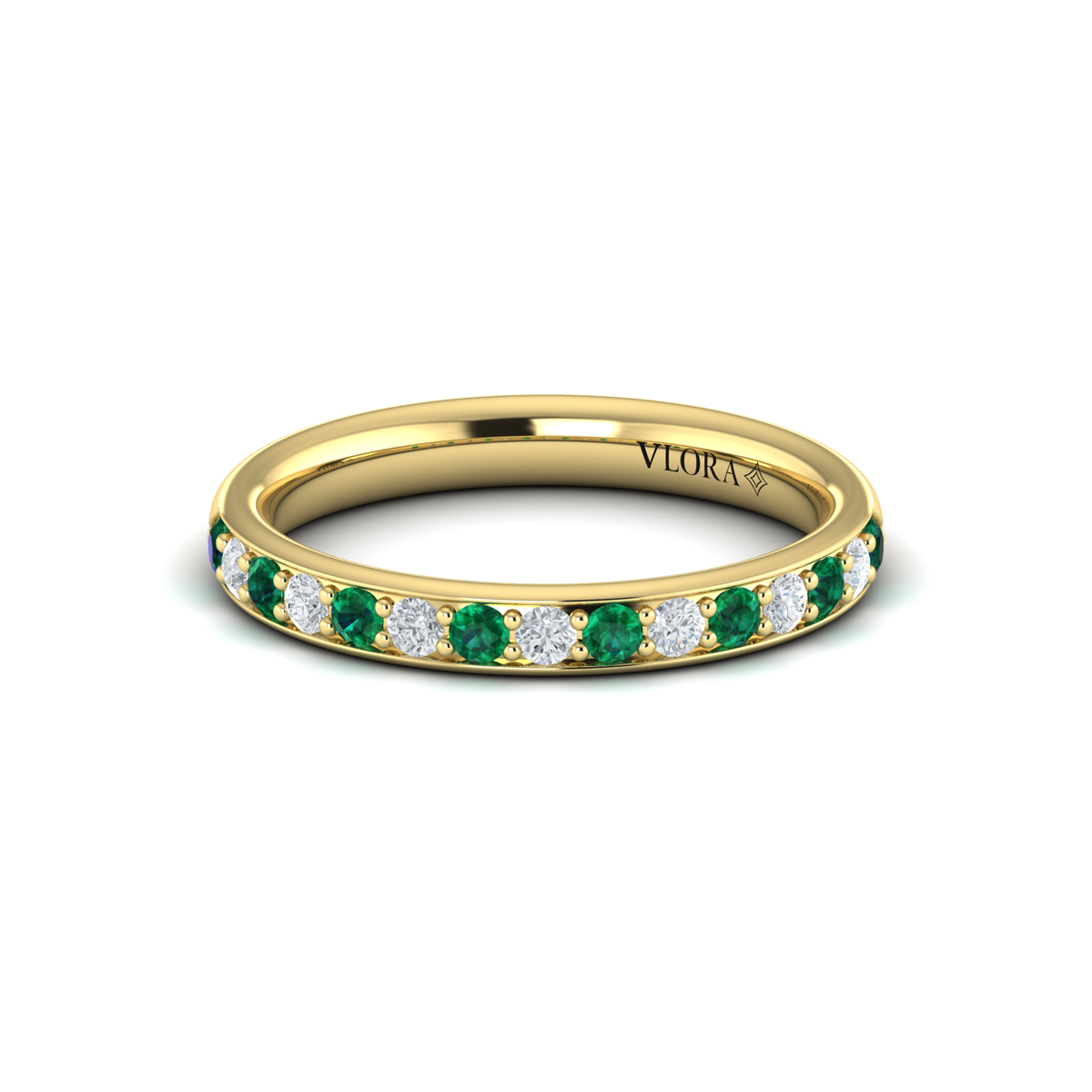Delicate Emerald and Diamond Stackable Band