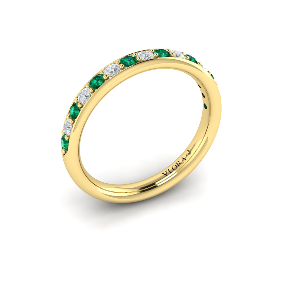 Delicate Emerald and Diamond Stackable Band