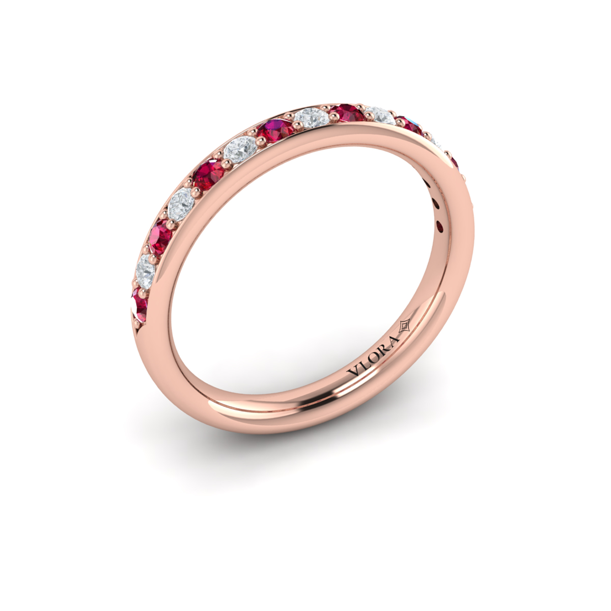 Delicate Ruby and Diamond Stackable Band