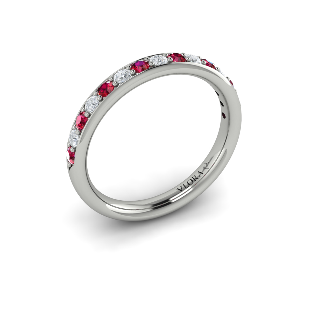 Delicate Ruby and Diamond Stackable Band