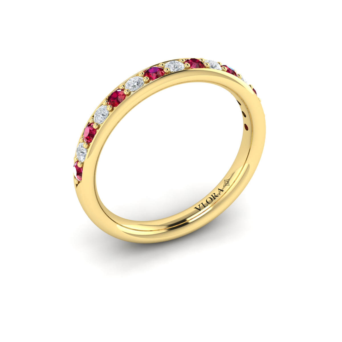 Delicate Ruby and Diamond Stackable Band