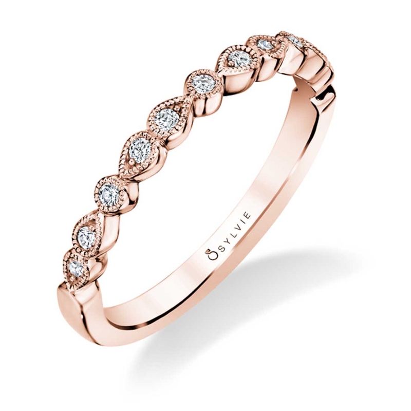 Vintage Inspired Diamond Wedding Band - Elena