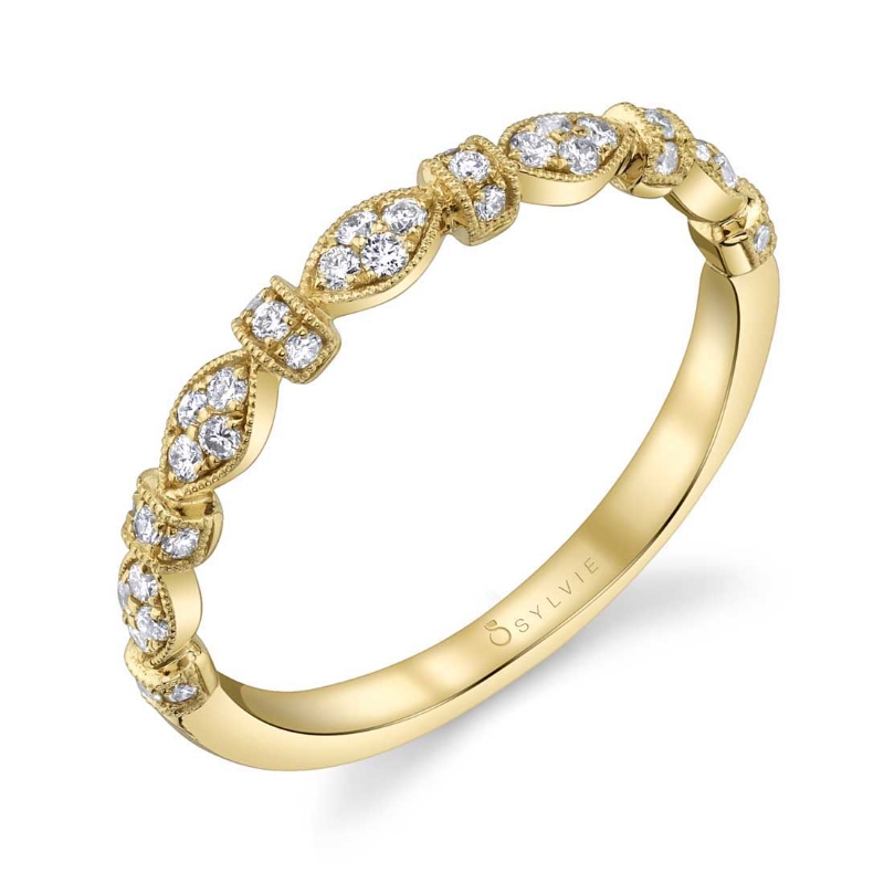 Vintage Inspired Stackable Wedding Band - Charlene