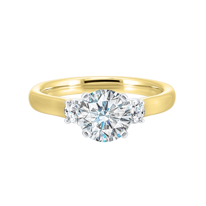 14Kt White & Yellow Gold Semi Mount 1/4Ctw For 1Ctw Round Center