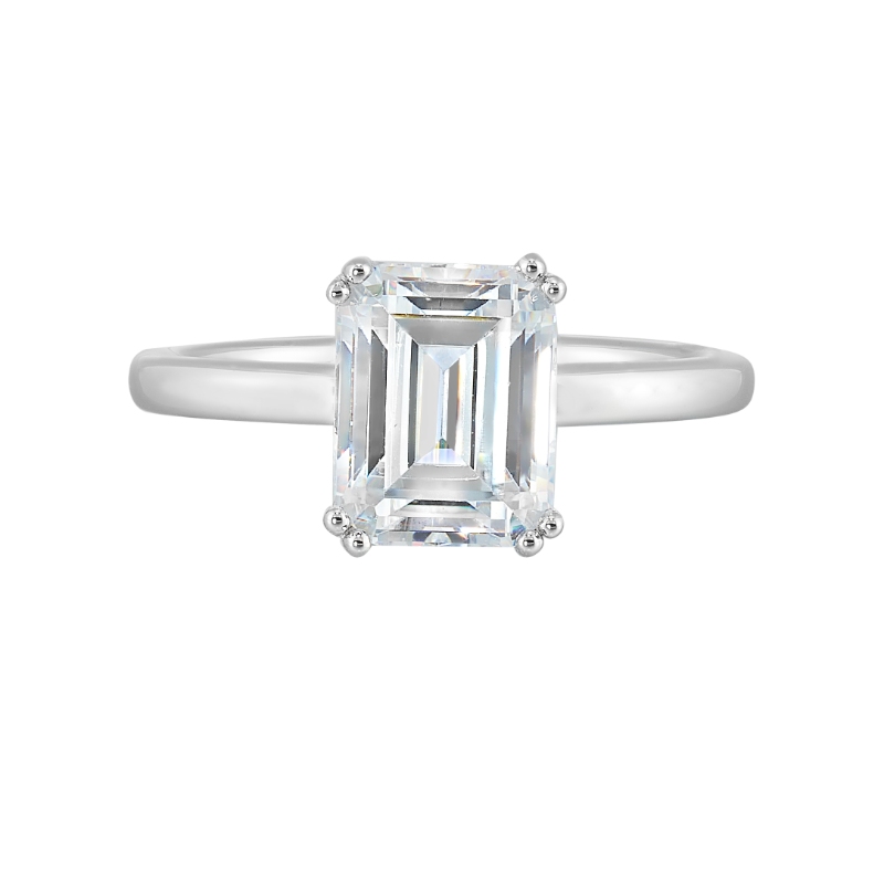 14Kt White Gold Semi Mount For 2Ctw Emerald Cut Center