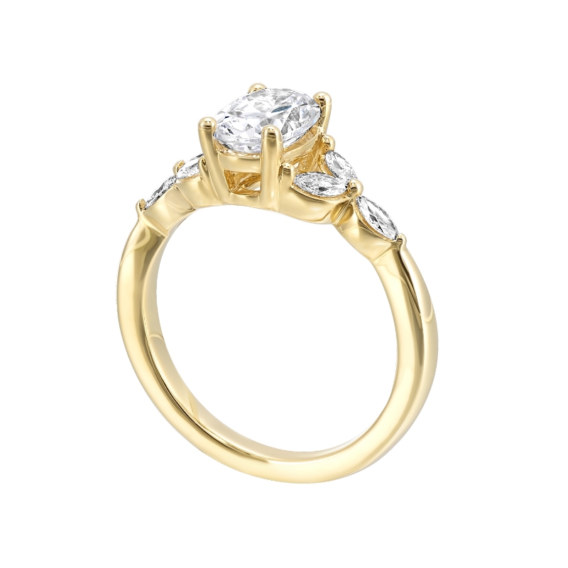 14Kt Yellow Gold Semi Mount 1/3Ctw For 2Ctw Oval Center