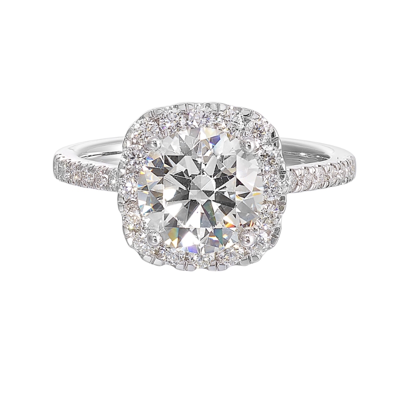 14Kt White Gold Semi Mount 1/2Ctw For 1 1/2Ctw Round Center