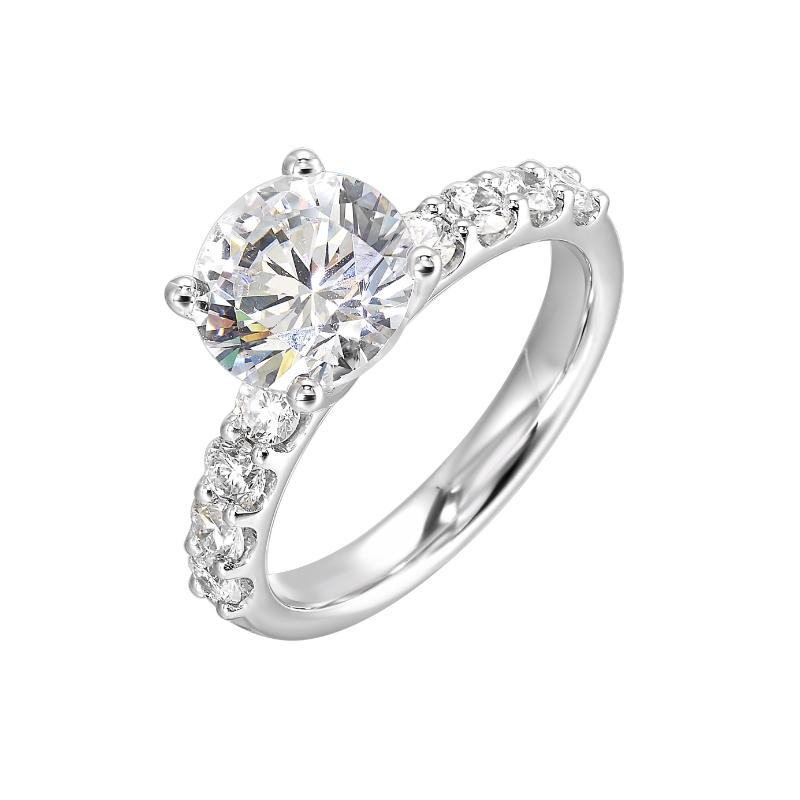 14Kt White Gold Semi Mount 5/8Ctw For 2Ctw Round Center