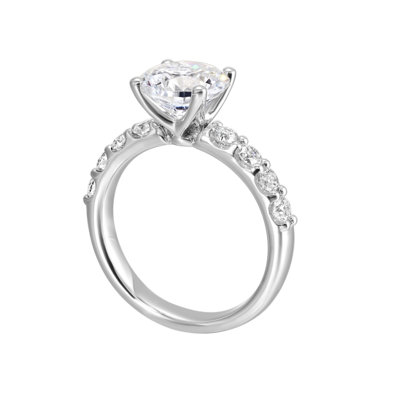 14Kt White Gold Semi Mount 5/8Ctw For 2Ctw Round Center