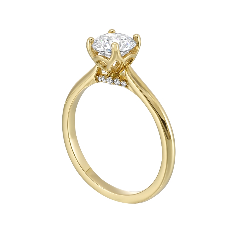 14Kt Yellow Gold Semi Mount 1/25Ctw For 1Ctw Round Center