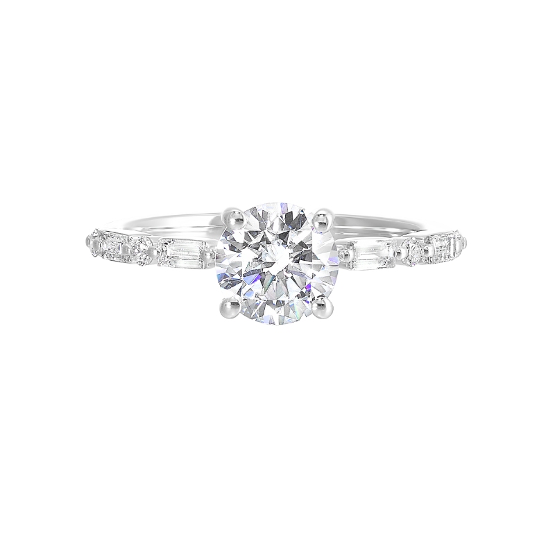 14Kt White Gold Semi Mount 1/4Ctw For 1Ctw Round Center