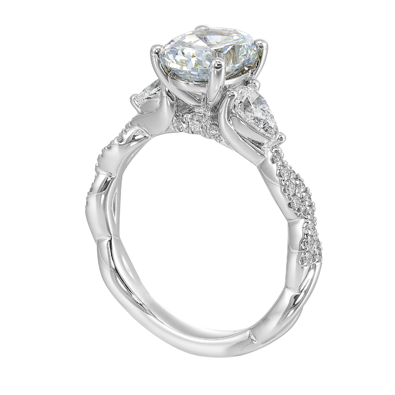 14Kt White Gold Semi Mount 5/8Ctw For 2Ctw Oval Center