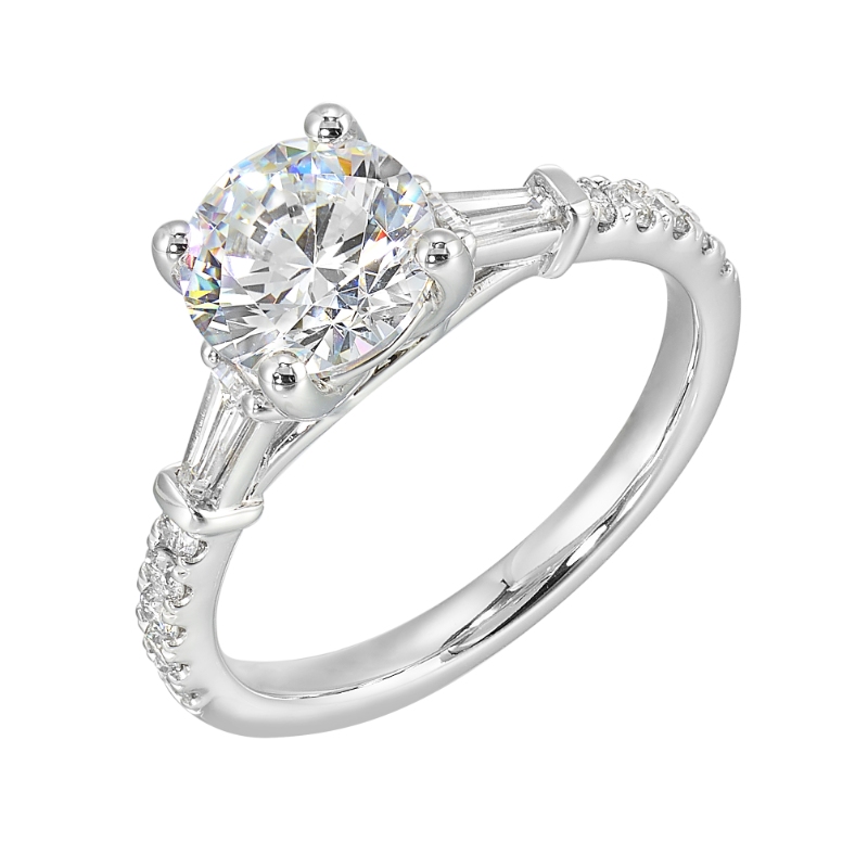 14Kt White Gold Semi Mount 3/8Ctw For 1 1/2Ctw Round Center