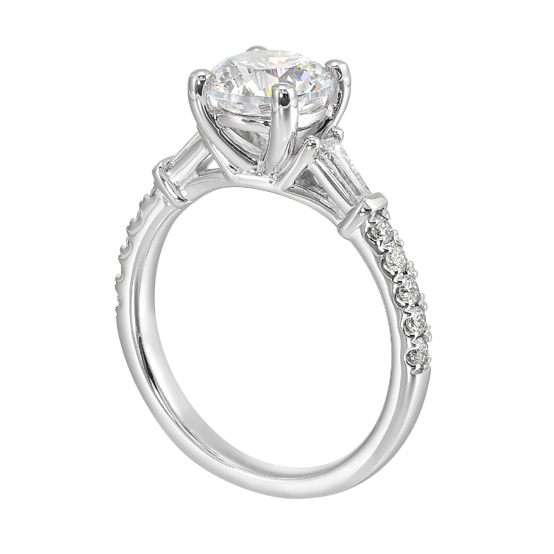 14Kt White Gold Semi Mount 3/8Ctw For 1 1/2Ctw Round Center
