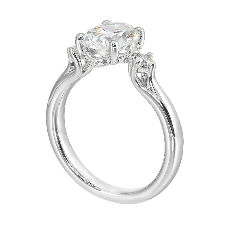 14Kt White Gold Semi Mount 1/6Ctw For 2Ctw Oval Center