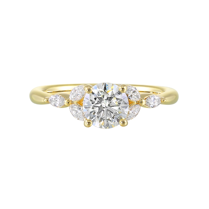14Kt Yellow Gold Semi Mount 1/5Ctw For 1Ctw Round Center