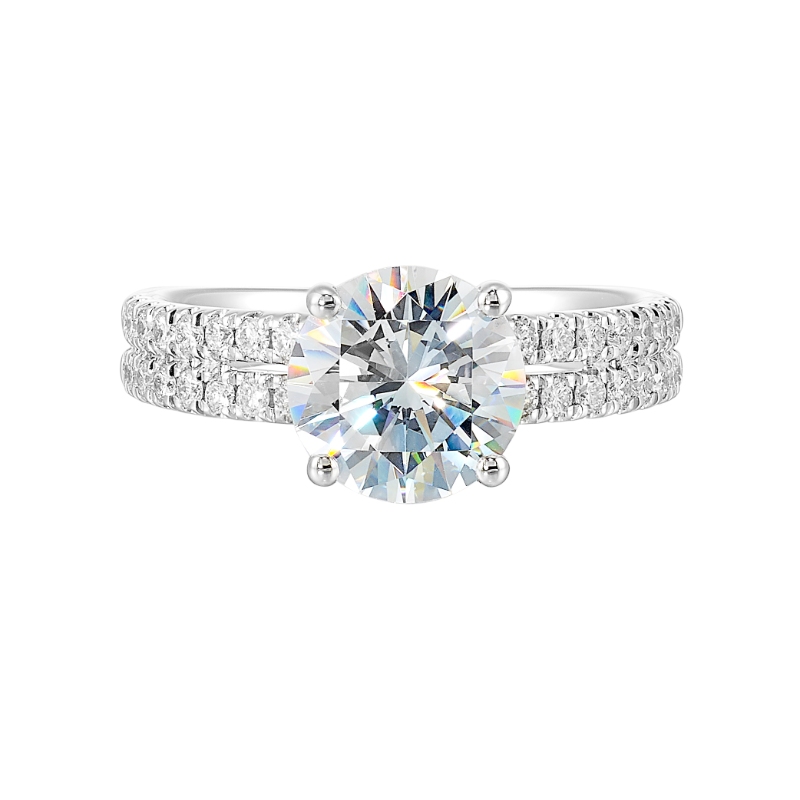 14Kt White Gold Semi Mount 1/2Ctw For 2Ctw Round Center
