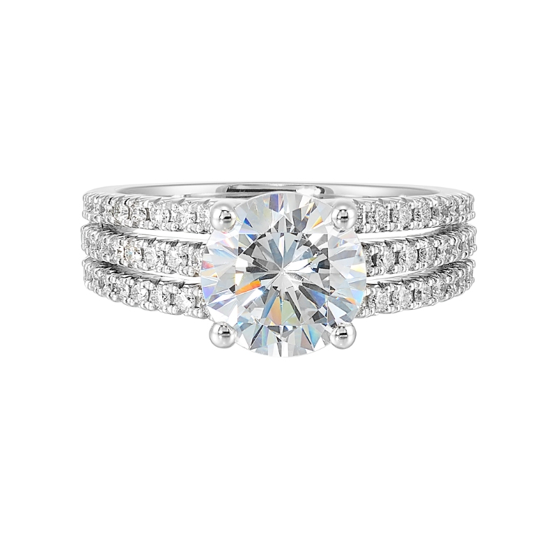 14Kt White Gold Semi Mount 3/8Ctw For 2Ctw Round Center