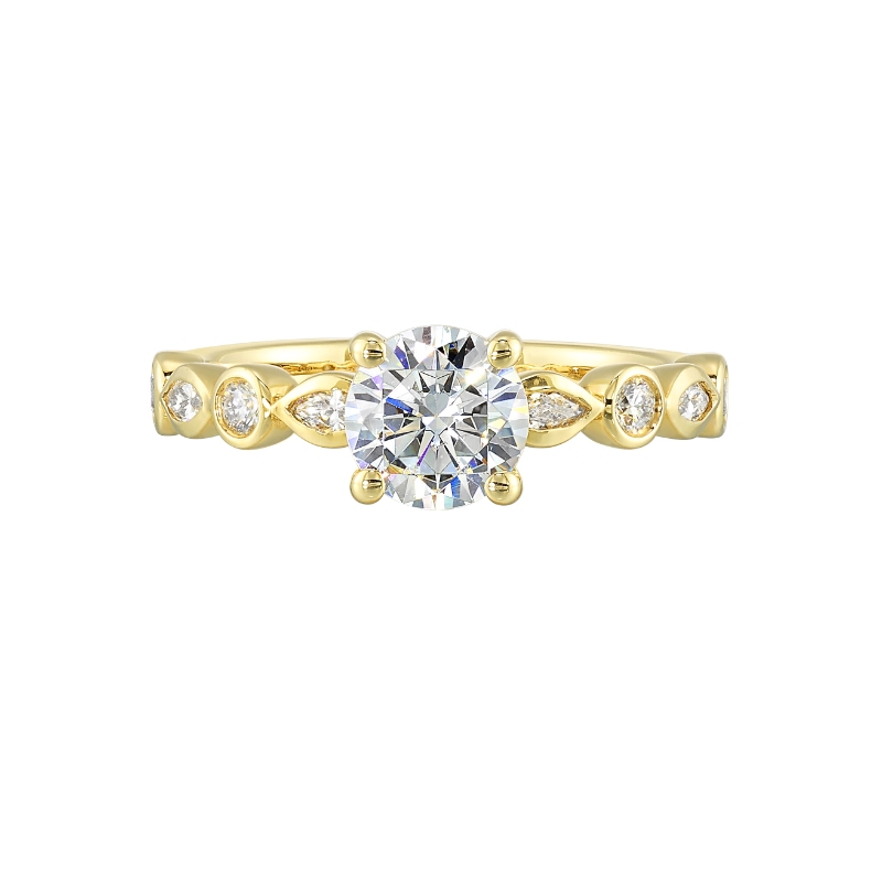 14Kt Yellow Gold Semi Mount 1/3Ctw For 1Ctw Round Center