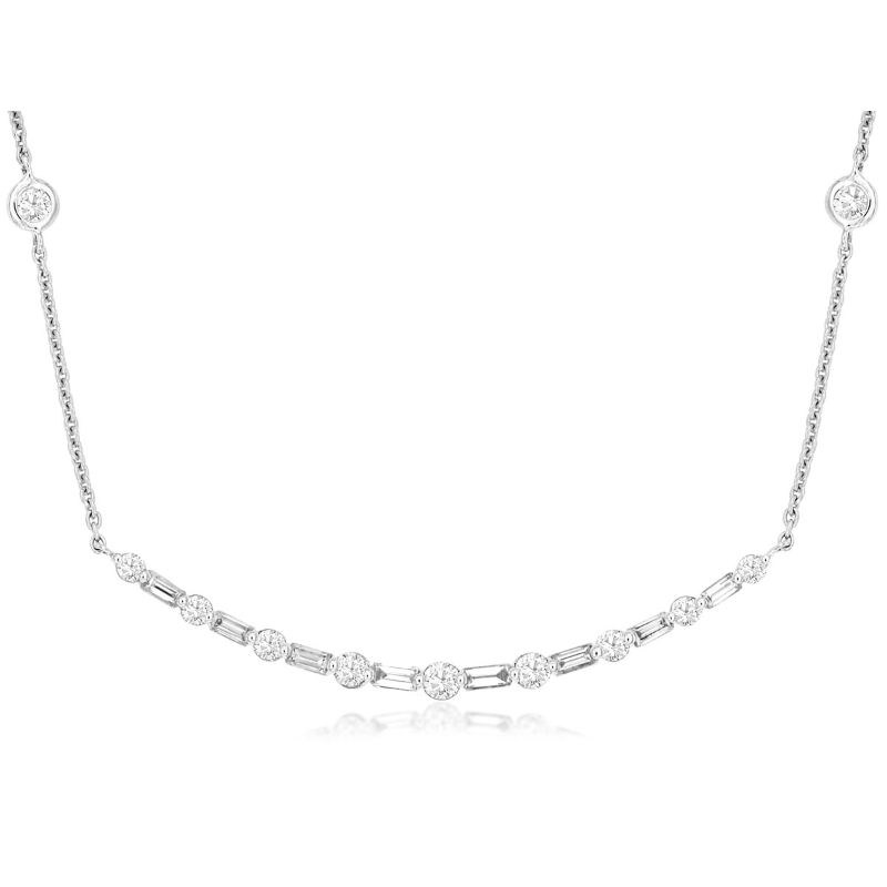 14KW Diamond Curve Bar Necklace