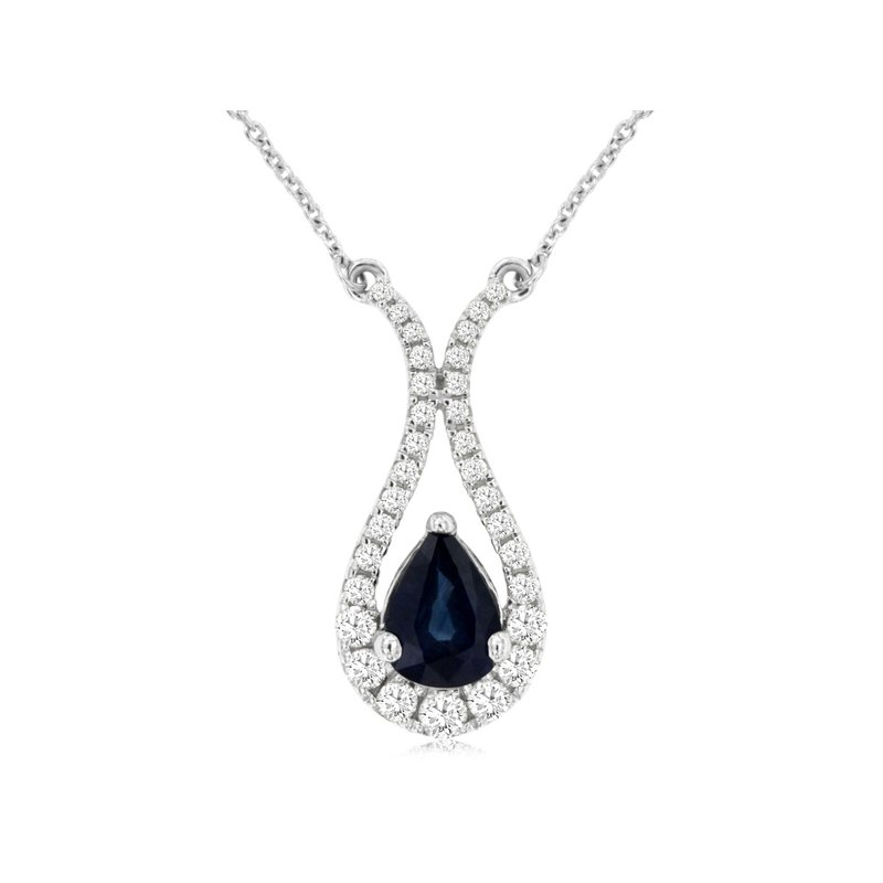 14K WHITE GOLD .88CT PEAR SHAPED PENDANT WITH .33CTTW ROUND I1 CLARITY & HI COLOR DIAMONDS SET IN THE OPEN HALP ON A CABLE CHAIN